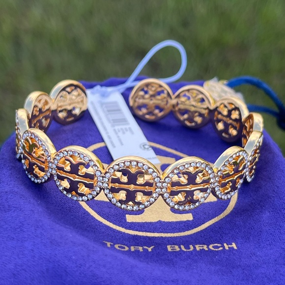 NWT Tory Burch Logo Cuff Bracelet with Tory Burch Dust Bag. - Picture 1 of 12